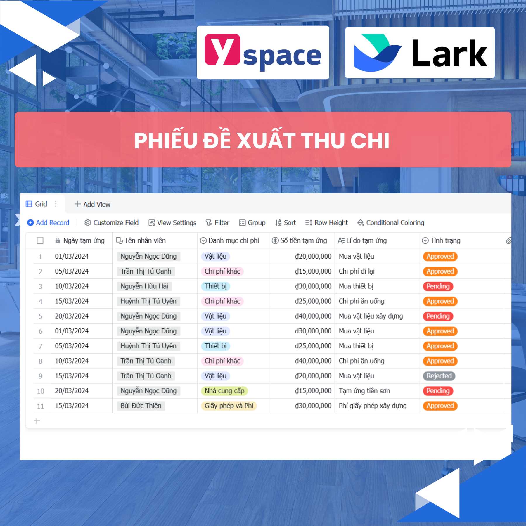Quản lý tiến độ dự án cho công ty xây dựng trên Lark