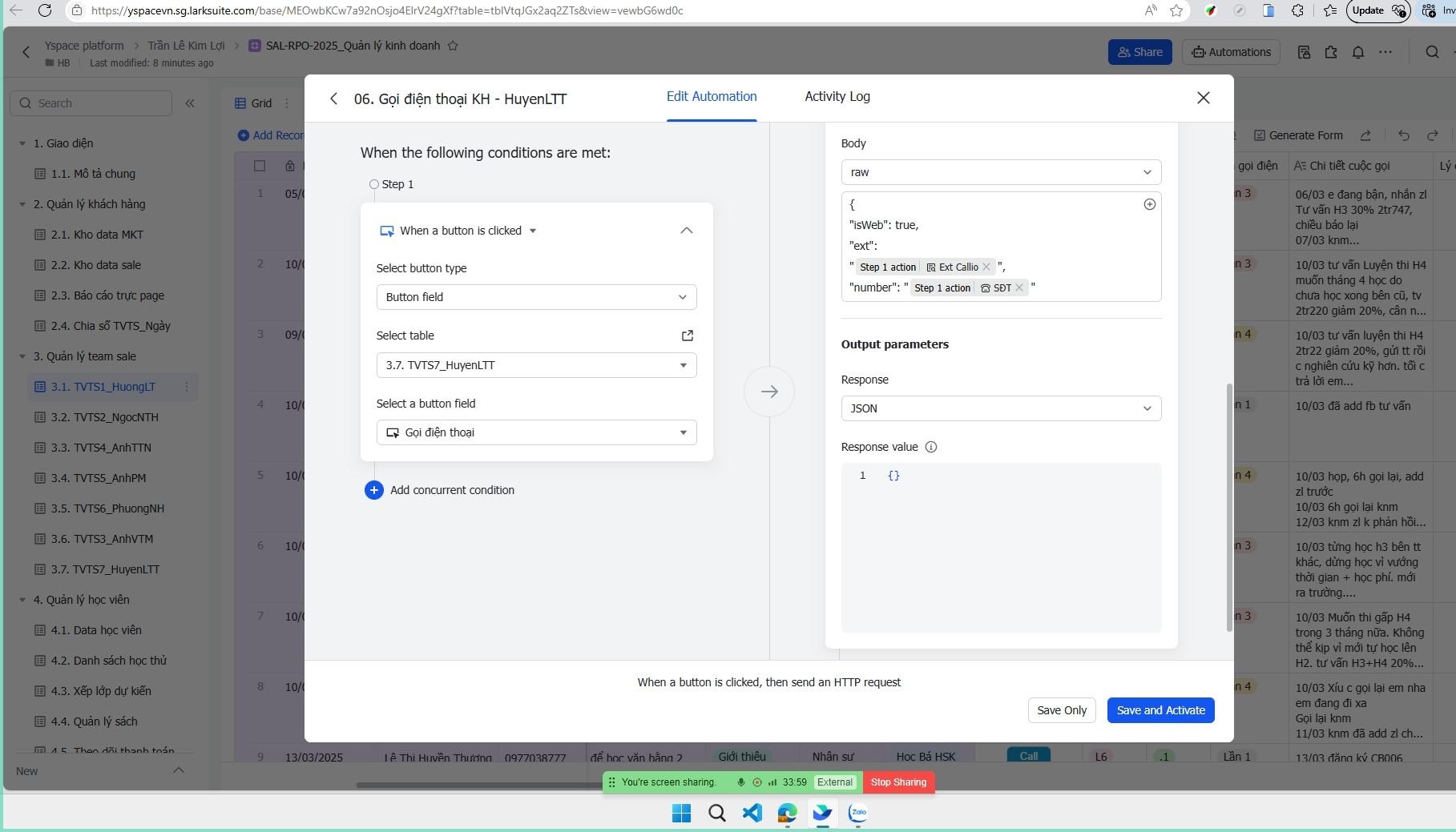 CRM và gọi điện chăm sóc khách hàng trực tiếp trên Lark(Larksuite)