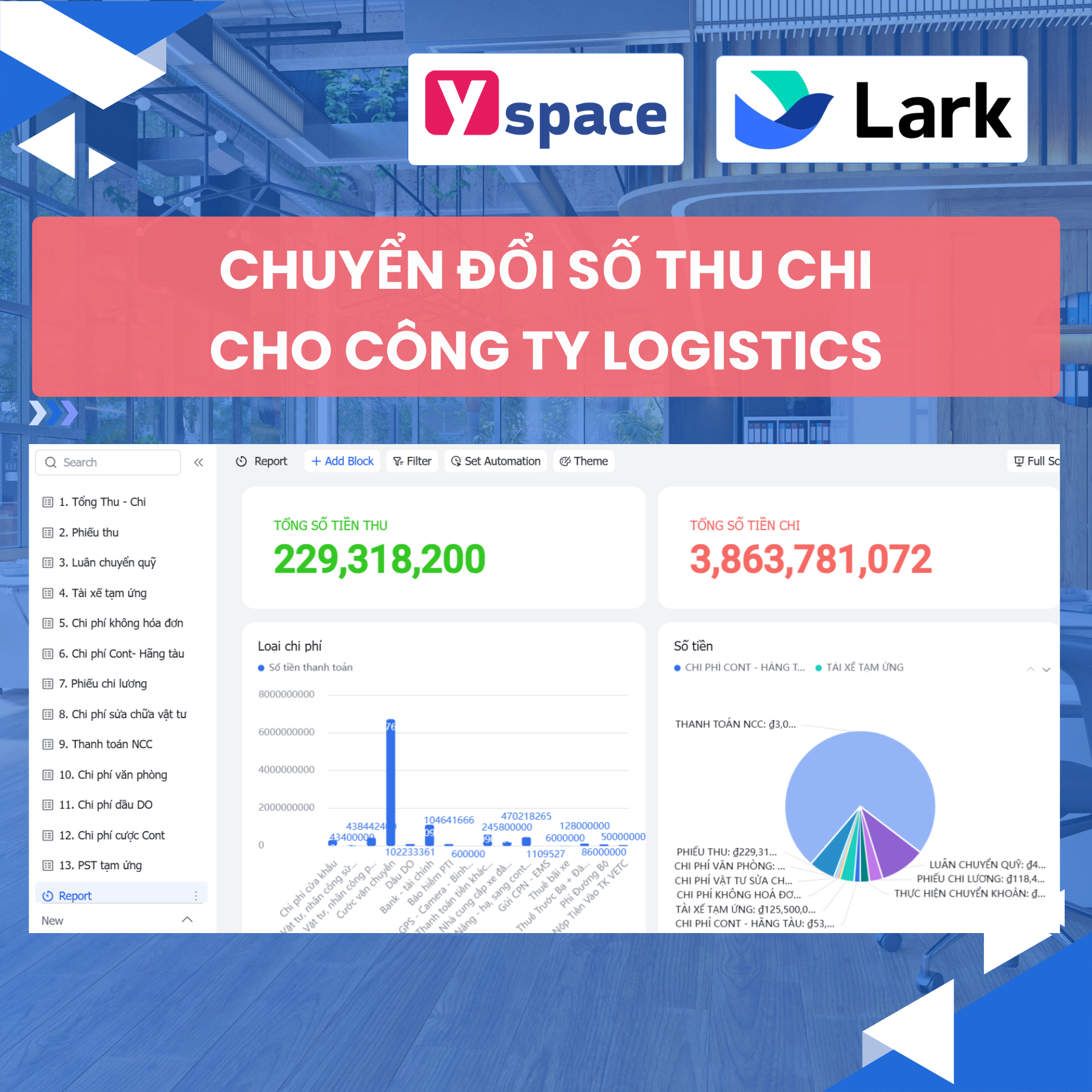 Xây dựng hệ thống quản lý thu chi cho công ty lĩnh vực Logistics trên Lark