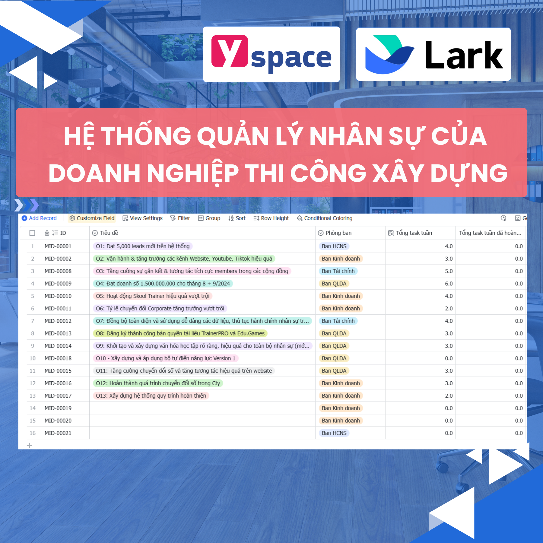 Xây dựng hệ thống quản lý nhân sự cho lĩnh vực xây dựng trên Lark (Larksuite)