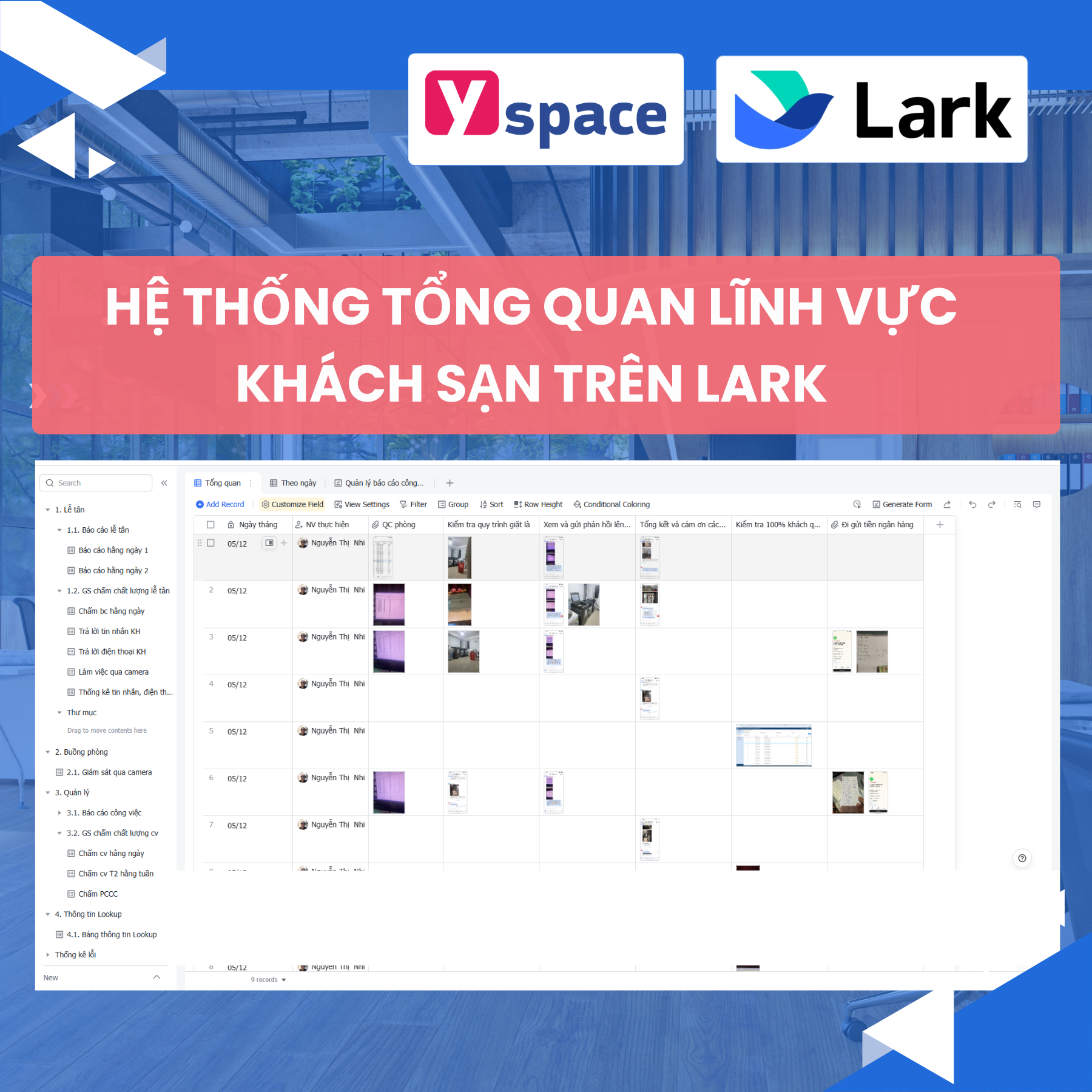 Hệ thống tổng quan lĩnh vực khách sạn trên Lark