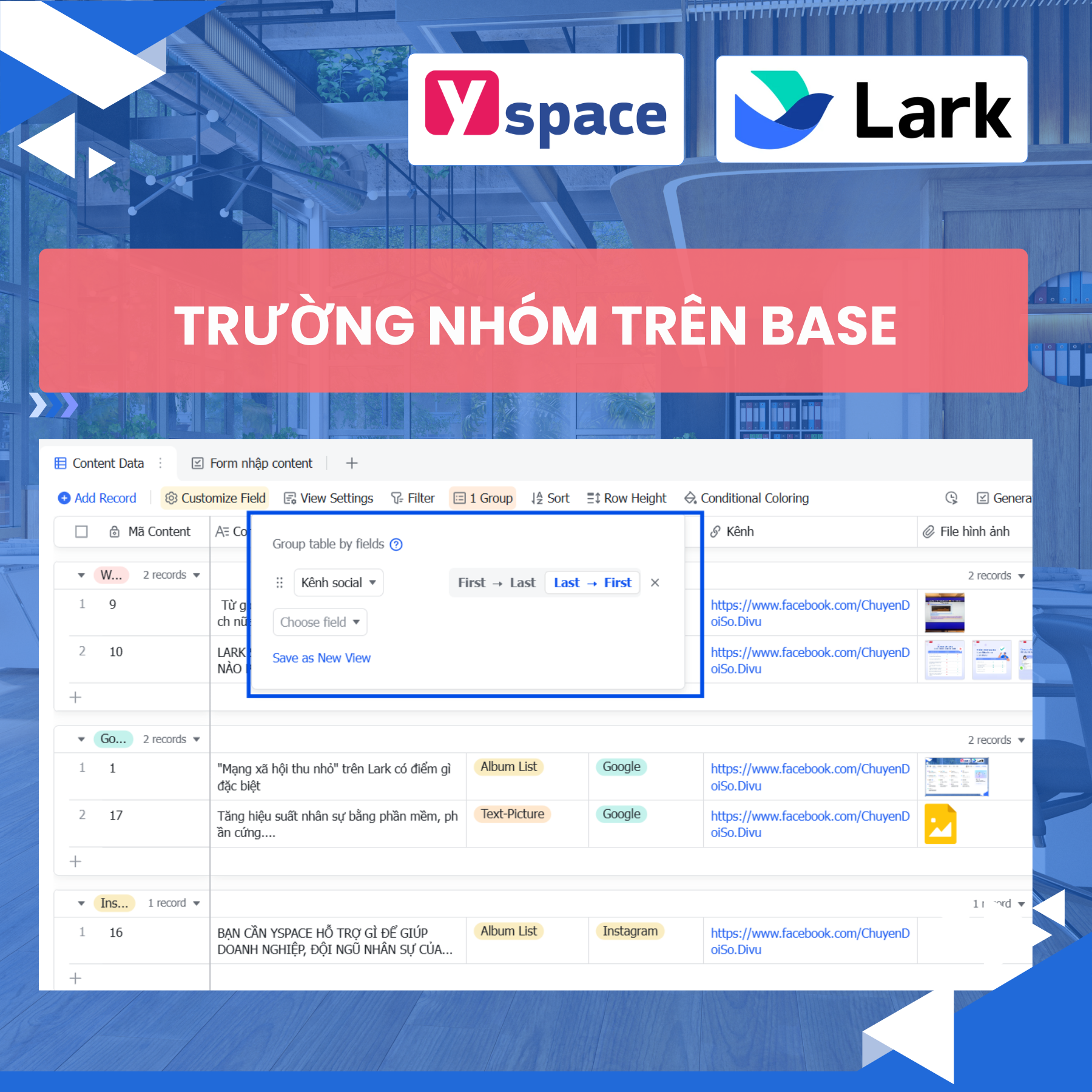 Những vấn đề thường gặp khi sử dụng trường nhóm kiểm trên Base