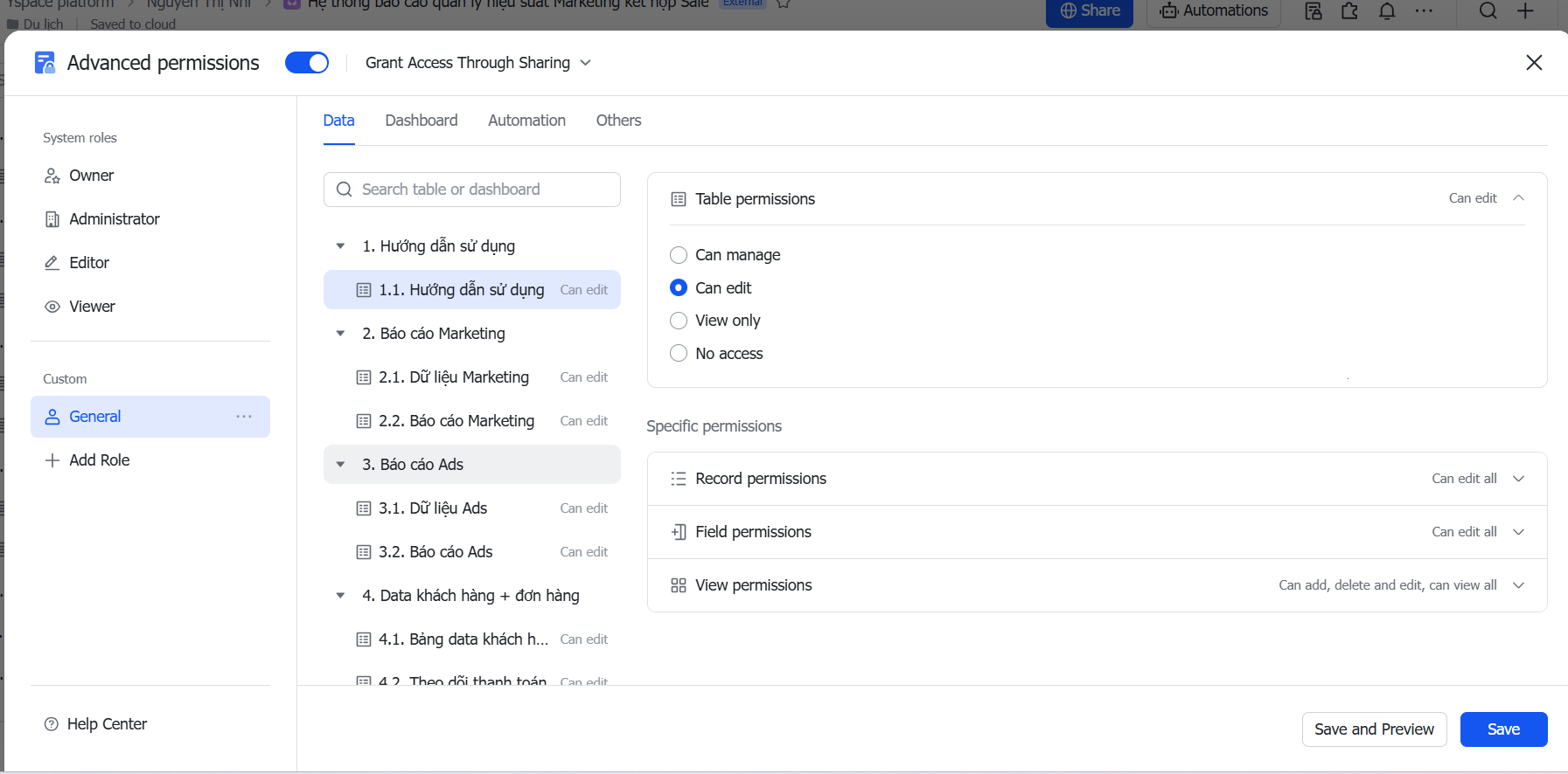 Hướng Dẫn Phân Quyền Nâng Cao Trên File Base Của Lark